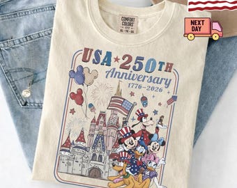 Mickey and Friends 4th July 2026 Shirt, Disney Independence Day Tee, Disneyland Family, Walt Disney World T-shirt