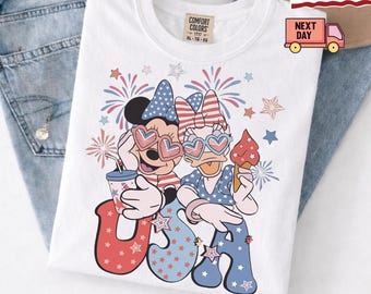 Minnie and Daisy USA 4th July 2026 Shirt, Disney Independence Day Tee, Disneyland Family, Walt Disney World T-shirt