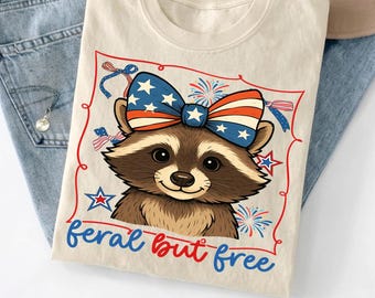 Patriotic Raccoon Comfort Colors® Shirt, Independence Day Graphic Tee