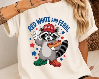 USA Celebration Shirt, Funny Patriotic Raccoon Comfort Colors® Tee