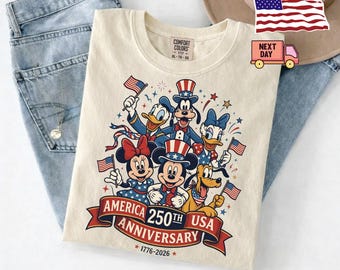 Mickey and Friends 4th July 2026 Shirt, Disney Independence Day Tee, Disneyland Family, Walt Disney World T-shirt