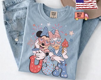 Minnie and Daisy USA 4th July 2026 Shirt, Disney Independence Day Tee, Disneyland Family, Walt Disney World T-shirt