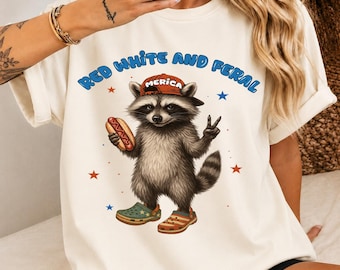 Funny American Flag Raccoon Tee, USA Holiday Shirt