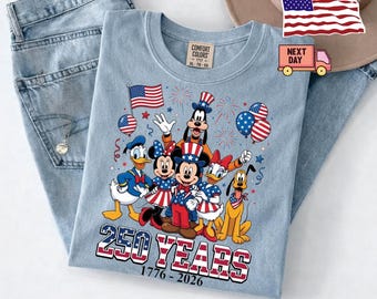 Mickey and Friends 4th July 2026 Shirt, Disney Independence Day Tee, Disneyland Family, Walt Disney World T-shirt