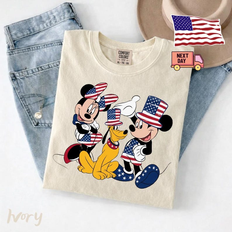 Camiseta de Mickey y Minnie del 4 de julio de 2026, camiseta del Día de la Independencia de Disney, camiseta de la familia Disneyland, camiseta de Walt Disney World imagen 2