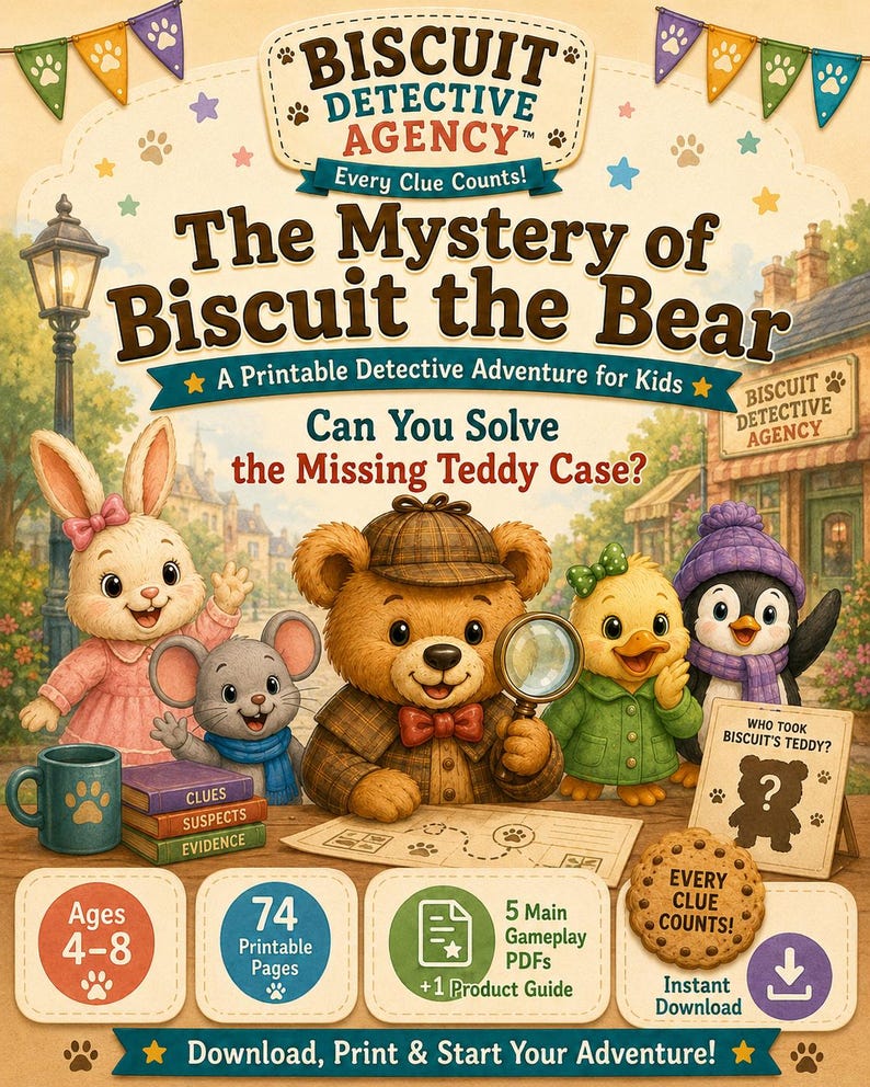 teddy bear mystery party printable