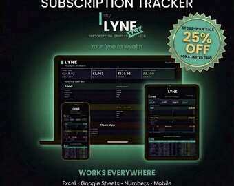 Subscription Tracker Spreadsheet – Recurring Monthly Bills Membership Log (Excel & Google Sheets)