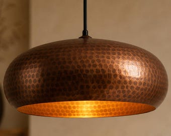 Hanglamp met gehamerd oppervlak, koepelvormige plafondlamp, handgemaakte plafondlamp voor keukeneiland