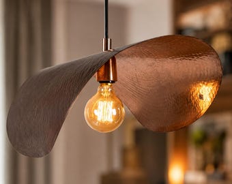 Rustieke plafondlamp, propeller plafondlamp, koepelvormige plafondlamp voor de eetkamer, gehamerde afwerking