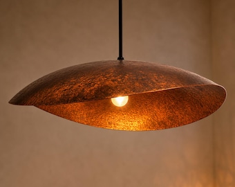 Koperen plafondlamp, koepelvormige plafondlamp, hanglamp voor keukeneiland, gehamerde afwerking