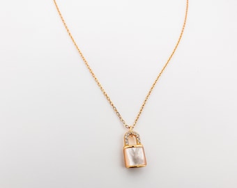 Mini Gold Plated 925 Silver Lock Layering Necklace