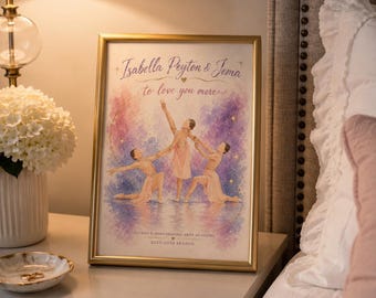 Retrato de baile en acuarela para trío personalizado - Regalo personalizado para bailarines (Descarga digital)