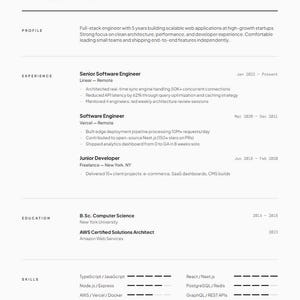 Minimal Resume Template Canva, Software Engineer Resume, Clean CV Template, Developer Resume, ATS Friendly, Instant Download Resume
