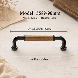 Vintage Walnut Wood Cabinet Handles, Rustic Drawer Pulls, Antique Brass Furniture Hardware, Kitchen Cupboard & Wardrobe Knobs