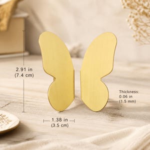 Pomelli per mobili a forma di farfalla, coppia di maniglie per cassetti in ottone dorato, maniglie a forma di ali, accessori per mobili vintage, decorazioni uniche per cassettiere.