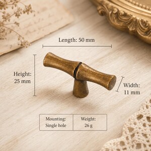 Antique Bamboo Cabinet Knobs, Zinc Alloy Drawer Pulls, Vintage Furniture Handles, Decorative Kitchen Cabinet Hardware, Unique Dresser Pull