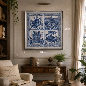 French Kingdom Cross Stitch Pattern, Crown of Lilies, Color and Black White Charts Included, Medieval Fleur de Lis PDF Instant Download