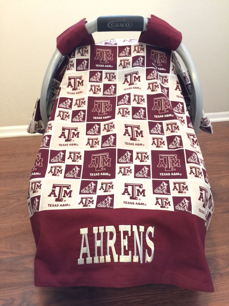 Personalized Infant Car Seat Cover Baby Canopy Texas A&M Etsy