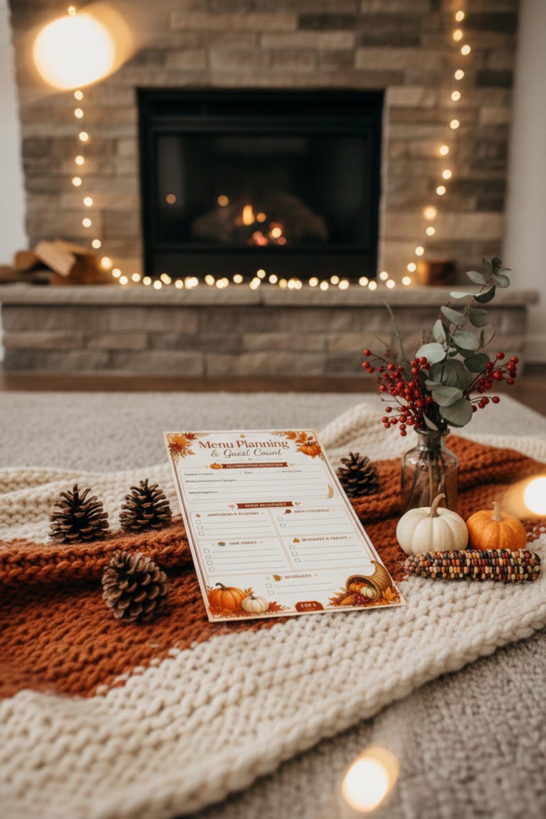 Thanksgiving Dinner Menu and Grocery List Planner, Holiday Meal
