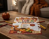 Thanksgiving Coloring Placemats for Kids Printable, Holiday Dinner Activity Pages, Digital Download, Coloring Placemats Kids