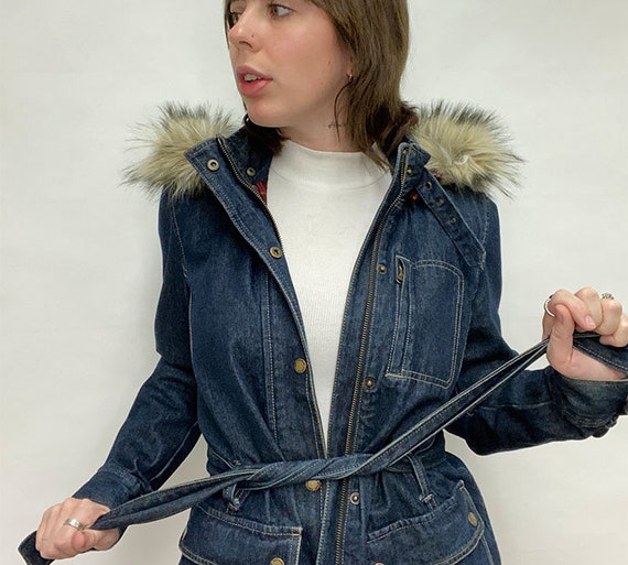 polo jean jacket with fur