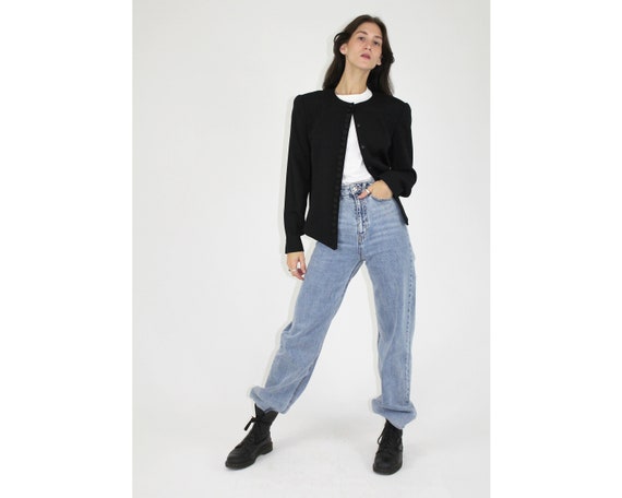 Black Cropped Wool Blazer // Dana Buchman 90s blaz
