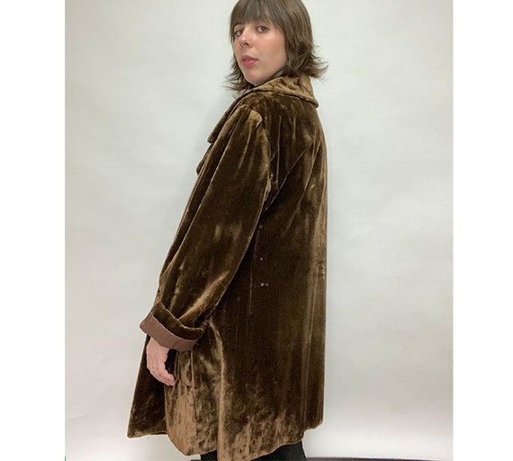 Faux Fur Trench Coat Sz M Vintage 70s Dark Brown Borgana Long Winter Jacket