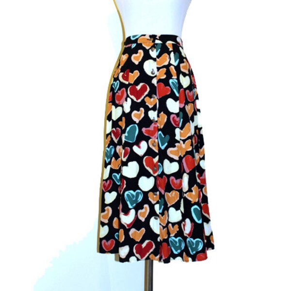 Chalkboard Heart Skirt - Button Up - Black - Colors - Brass Buttons - Made In The USA - Valentine - Long - Maxi