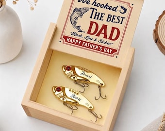 Personalized Fishing Lure for Dad, Custom Engraved Lure, Father's Day Gift, Fisherman Gift, Fishing Lover Gift with Wooden Box