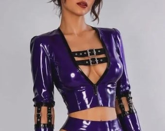 Das Maika Latex Schnallen Top