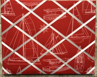 Sailboat Memo Board, 16x20, Red, nautical, boat french memo board