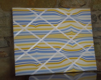 16x20 French Memo Board - Yellow and Blue Wonky Stripe - Unframed