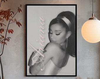 Aesthetic Ariana Grande Poster | Pop Icon Art | Thank U Next Lyrics | Singer Portrait Print | Wall Mount Celebrity Art Wicked Movie Gift Y2K