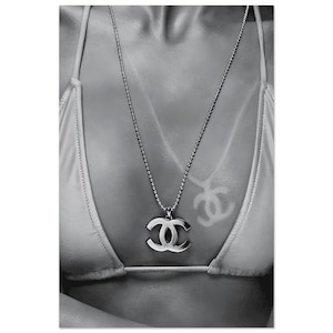 Aesthetic Luxury Chanel Pendant Poster | Y2K Fashion Timeless Wall Art | Retro Stockholm Style Chic Feminine Print | Elegant Wall Mount Y2K image 5