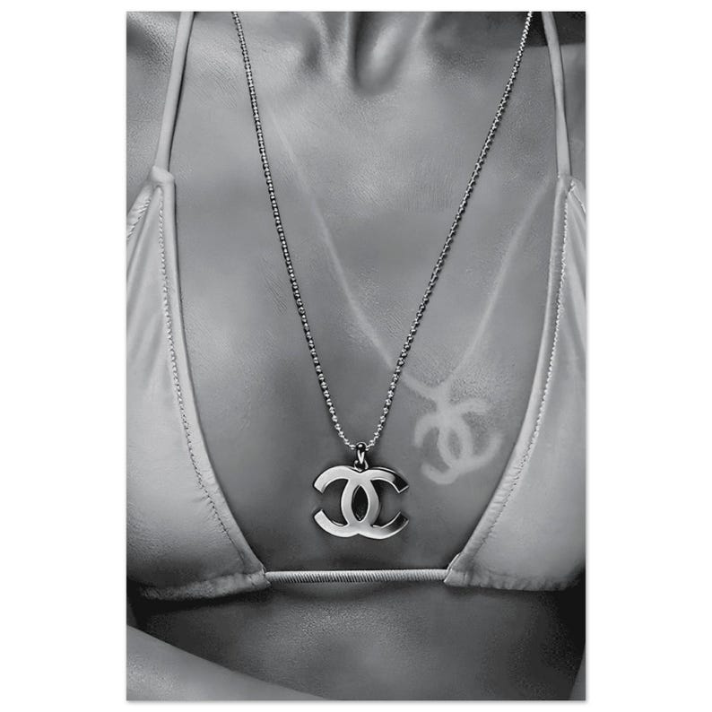 Aesthetic Luxury Chanel Pendant Poster | Y2K Fashion Timeless Wall Art | Retro Stockholm Style Chic Feminine Print | Elegant Wall Mount Y2K image 5