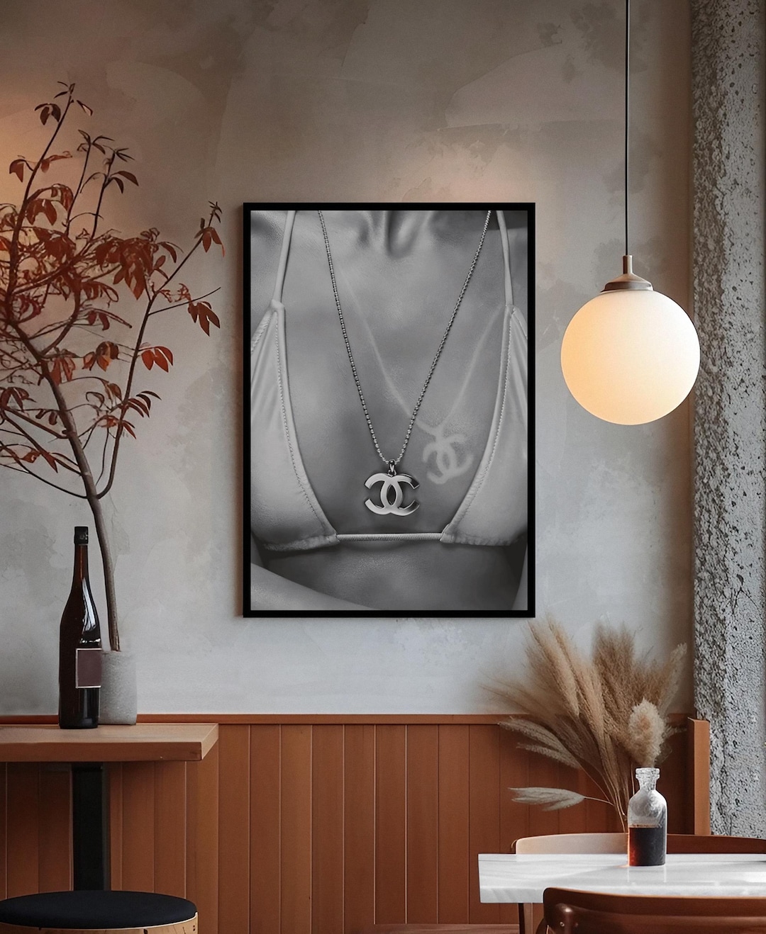 Aesthetic Luxury Chanel Pendant Poster | Y2K Fashion Timeless Wall Art | Retro Stockholm S