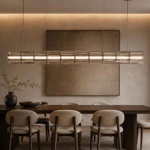Large linear light fixture for kitchen island, Modern Architectural Statement Light, art deco lighting for home