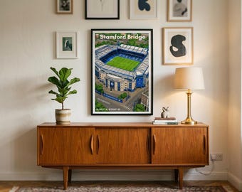 Poster del Chelsea a Stamford Bridge, arte da parete calcistica, stampa della Premier League