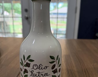 Aceitera de cerámica vintage pintada a mano – Oleificio Ranieri Italia, decoración de cocina toscana