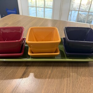 Set da portata Pampered Chef Simple Additions - Set da 7 pezzi in ceramica con vassoio, ciotole e piattini - Ottime condizioni vintage