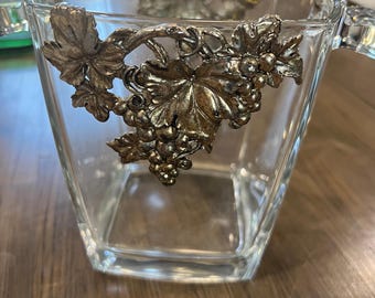 seau à glace vintage Arthur Court raisin | Refroidisseur à vin en verre avec poignées en aluminium