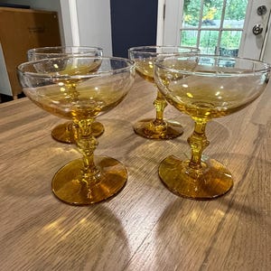 Copas de cóctel Libbey "Forever Amber" vintage - Juego de 4