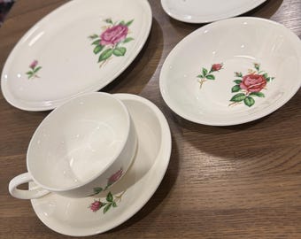 Vintage Paden City Pottery Old Rose - Choice of Dinner Plates, Small Plates, Fruit Bowls, or Tea Cup and Saucer Sets - Replacement China