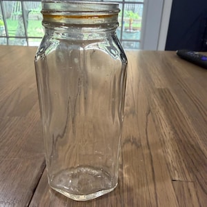 Vintage 1937 Owens-Illinois Glass Jar • Art Deco 8-Panel Condiment Container