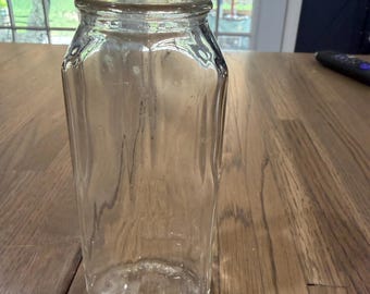 Vintage 1937 Owens-Illinois Glass Jar • Art Deco 8-Panel Condiment Jar • Design Pat 90575 Clear 8 oz Food Canister • Fairmont WV Plant 3