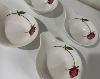 Juego de 4 cuencos para mayonesa de cerámica vintage MCM Hanjun de la colección de mesa con diseño de rosa rosa