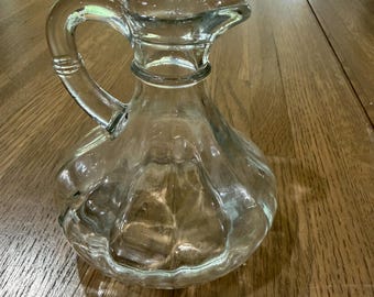Aceitera y vinagrera de vidrio transparente Anchor Hocking #171, estilo años 50, con forma de cebolla óptica acanalada (sin tapón).