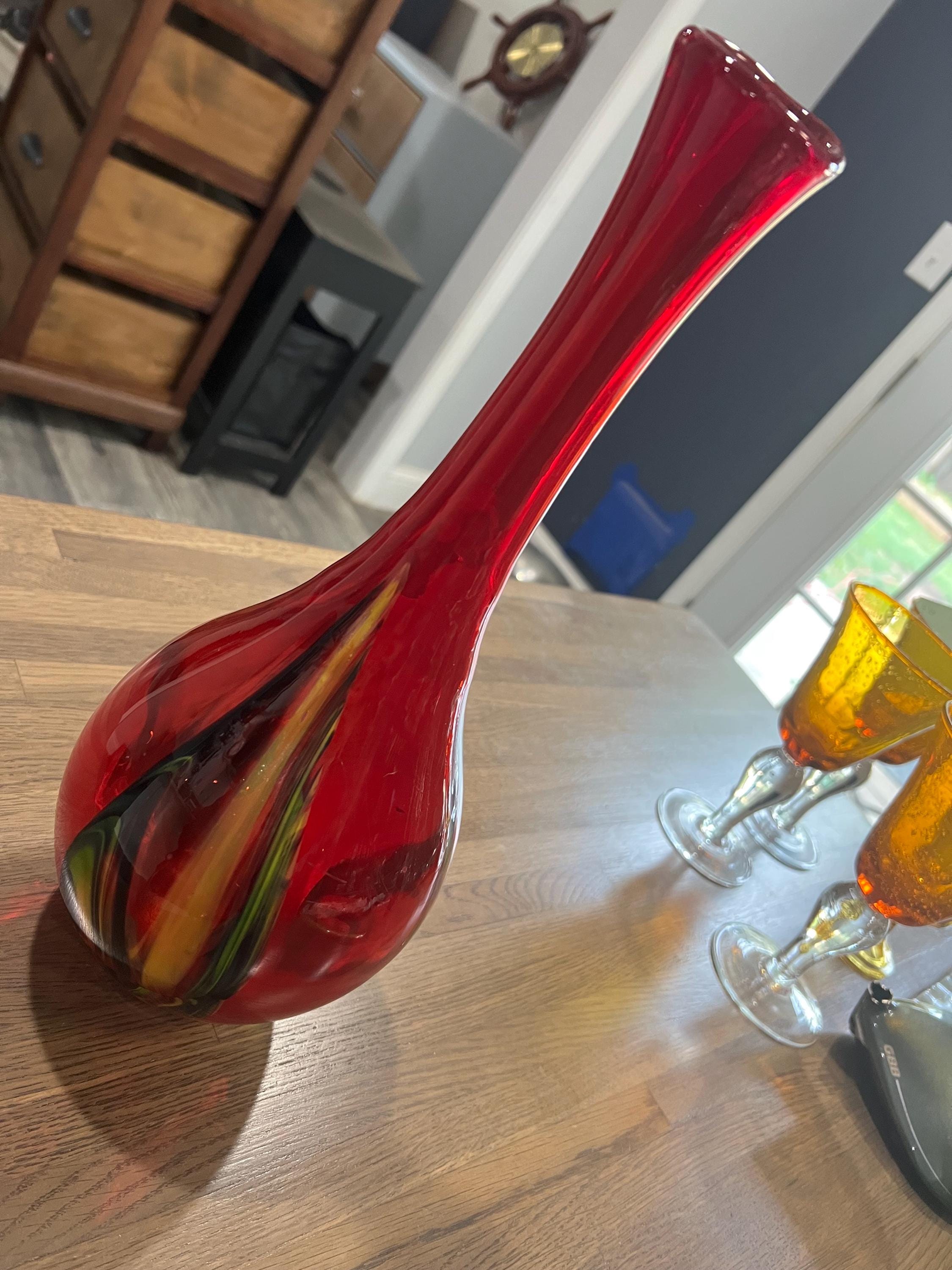 Murano Red Vase - Etsy