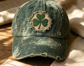 Funny St Patrick's Day Hat - Distressed Shamrock Baseball Cap - Kiss Me I'm Irish Embroidered-Hat