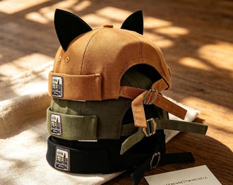 Cat Ear Brimless Miki Hat, Kawaii Japanese Streetwear Docker Cap, Y2K Cat Ears Skullcap